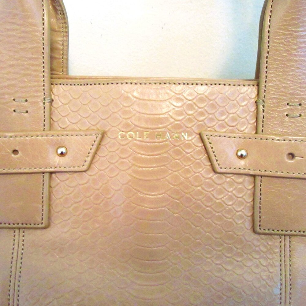 Original Cole Haan Honey Beige Genuine Leather Satchel Bag